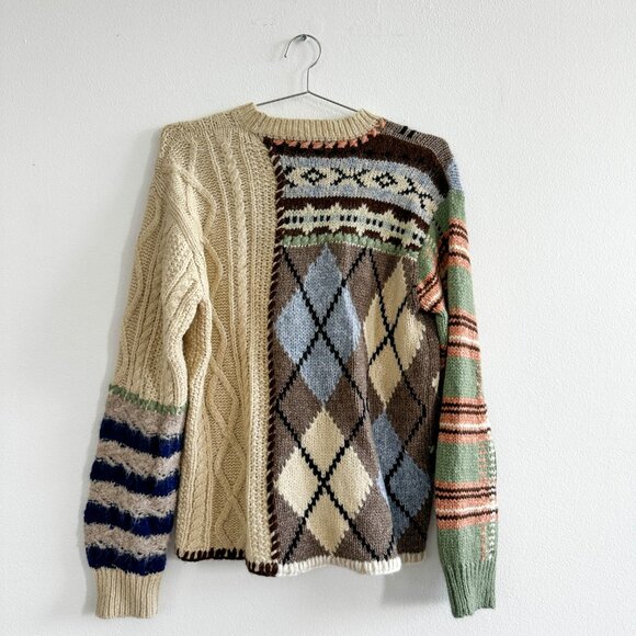 Lingua Franca “Hutton Patchwork Crew” Sweater - Picture 5 of 6